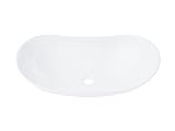 VBChome Waschbecken 63 x 35 x 17 cm Keramik Weiß Oval Waschtisch Handwaschbecken Aufsatzwaschbecken…