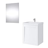 Planetmöbel Waschtischunterschrank Keramikwaschbecken Spiegel Badmöbel Set 50cm matt (Weiß matt)
