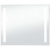 vidaXL Wandspiegel Badezimmer mit LED Spiegel Badspiegel Badezimmerspiegel Lichtspiegel 80x60cm Glas Aluminiumrahmen IP 44 6 W Silbern