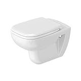 Duravit D-Code WC-Set, WC wandhängend, WC-Sitz mit Absenkautomatik, Toilette mit offenem Spülrand, Weiß