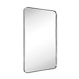 GRACTO Badezimmerspiegel, gebürstetes Nickel, Edelstahl, Metallrahmen, Wandmontage, rund, rechteckig,…