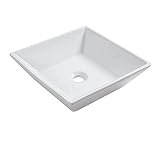 Quadratisches Waschbecken – Sarlai 40,6 x 40,6 cm, modernes quadratisches Waschbecken über der Theke,…