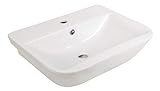 'aquaSu® Handwaschbecken leNado, 55 cm breit, Waschtisch in eckiger Form, Waschbecken in weiß