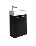 Badezimmer Badmöbel Set Madrid 40x22 cm Schwarz Holz - Unterschrank Schrank Waschbecken Waschtisch Toilette