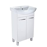 Waschbecken mit Unterschrank Lugo Waschtisch Badmöbel Set 50 cm Stehend Waschbeckenunterschrank Waschtisch mit Unterschrank (Weiß)