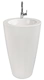 'aquaSu® Säulen-Waschplatz litO | Mineralguss | Durchmesser 52,5 cm | Höhe 83 cm | Waschbecken in Weiß…