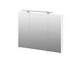 Schildmeyer Siena Spiegelschrank, Korpus: melaminharzbeschichtete Spanplatte/Griffe und Beschläge aus Metall, Weiß Glanz, 16 x 80 x 75 cm
