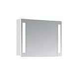 HAPA Design Spiegelschrank Venedig weiß mit LED Beleuchtung 12W 4000K, VDE Steckdose, Softclose Funktion und verstellbaren Glas Ablagen. Komplett vormontiert. SGS geprüft. (80 x 60 x 14 cm)