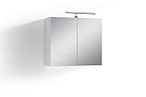 byLIVING Spiegelschrank SPREE, Badschrank mit LED Beleuchtung. hochwertige und robuste Melamin Beschichtung,…