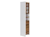 Woodkings® Hochschrank Burnham 45x200cm Holz weiß, Türen aus recycelte Pinie, rustikal Badmöbel Wandschrank…