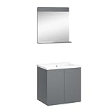 Vicco Badmöbel-Set Izan Grau modern Waschtischunterschrank Waschbecken Badspiegel