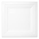 Art3d Deckenplatte, quadratisch, 61 x 61 cm, PVC, 61 x 61 cm, Weiß, 12 Stück