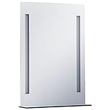 vidaXL Badezimmer LED Wandspiegel mit Regal Spiegel Badspiegel Badezimmerspiegel Lichtspiegel 50x70cm Glas Alu-Rahmen Silbern 6W IP44