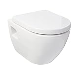 Sanitop-Wingenroth Wand WC-Set Style, Keramik Hänge WC inklusive Toilettendeckel, Tiefspüler mit waagerechtem…