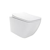i-flair WC Wand Toilette spülrandlos inkl. WC Sitz mit Softclose Absenkautomatik + abnehmbar - Weiß