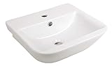 'aquaSu® Handwaschbecken leNado, 45 cm breit, kleiner Waschtisch in eckiger Form, Waschbecken in weiß