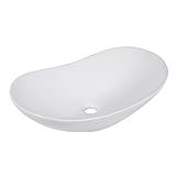 Ovales Waschbecken – Logmey 61 x 35,6 cm, Eiform, Badezimmer-Waschbecken, große Schüssel, weißes Porzellan-Keramik,…