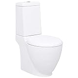 vidaXL WC Keramik Toilette Badezimmer Rund Senkrechter Abgang Soft-Close-Mechanismus Toilettensitz WC-Sitz…