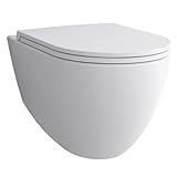 Alpenberger Wand WC Spülrandlos | Nano Beschichtung Keramik Toilette & Toilettendeckel mit Absenkautomatik…
