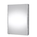 Planetmöbel Spiegelschrank in Beton-Farbe Breite 50cm, Badspiegel Hängeschrank mit Softclose Schranktür…