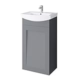 Planetmöbel Waschtischunterschrank Keramikwaschbecken Gäste WC 45cm matt (Grau matt)