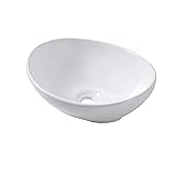 Lordear Waschbecken, oval, 40,6 x 33 cm, Badezimmer-Waschbecken, moderne Ei-Form über der Theke, weißes…