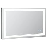 kleankin Badspiegel, Badezimmerspiegel mit LED-Beleuchtung, Wandspiegel mit Touchschalter, 3 Lichtfarben,…