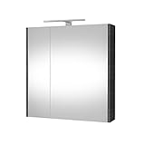 Planetmöbel Spiegelschrank Badezimmer WC Badezimmerschrank 64cm breit (Anthrazit)