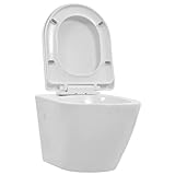 vidaXL Wand WC ohne Spülrand Absenkautomatik Spülrandlos Soft Close Sitz Hänge-WC Wand Hänge Toilette…