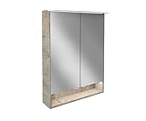 FACKELMANN LED Spiegelschrank B.Style/Badschrank mit gedämpften Scharnieren/Maße (B x H x T): ca. 60 x 81,2 x 15,3 cm/hochwertiger Schrank mit Spiegel und Beleuchtung/Korpus: Grau