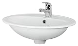 CERSANIT Waschbecken Oval | BxT: 53,5 x 41 cm | Unterbauwaschbecken | Handwaschbecken | Zentrales Hahnloch…