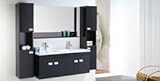 Badmöbel Badezimmermöbel Badezimmer Waschbecken Waschtisch Schrank Spiegel Set Wasserhähne enthalten 120cm mod. m. Elegance