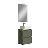 Baikal MAIA, Melamin, 16 mm Keramisches Spiegel Badezimmermöbel mit Waschbecken, Moosgrün, 50 X 60 X…