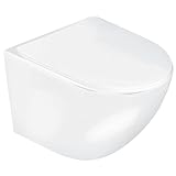 VBChome Hänge-WC Spülrandloses aus Keramik mit Toilettendeckel WC-Sitz aus Duroplast Absenkautomatik…