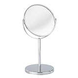 WENKO Kosmetik-Standspiegel Assisi Ø 17 cm - schwenkbarer Schminkspiegel mit 3-fach Vergrößerung, Spiegelfläche…