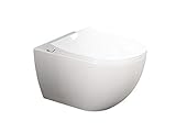 Aqua Bagno | Hänge-WC Spülrandlos, Keramik Toilette mit Softclose-Funktion, Wandmontage, Tiefspüler…
