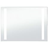 vidaXL Wandspiegel Badezimmer mit LED Spiegel Badspiegel Badezimmerspiegel Lichtspiegel 100x60cm Glas…