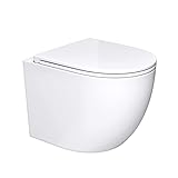 Mai & Mai Hänge-WC Toilette spülrandlos Aachen179 neu Wand-WC Weiß aus Keramik 36x50x36cm Wandmontage