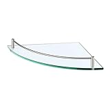 KES Duschablage Glas Eckregal Glasregal 7 mm Hartglas Glasablage für Badezimmer Regal Wandregal Dusche…