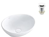 VBChome Waschbecken Kleine + Pop-up Click-Clack 34 x 27 x 13 cm Mini Keramik Weiß Oval Waschtisch Handwaschbecken…