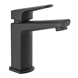 SCHÜTTE 34016 RAVEN Wasserhahn fürs Bad Schwarz, Badarmatur mit Ablaufgarnitur, Design Einhebelmischer,…