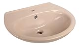 'aquaSu® Waschtisch 60 cm | Halbrundes Keramik Waschbecken | Sanitärfarbe Bahmababeige | Breite 60 cm…