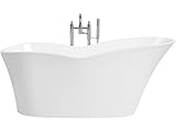 Edle Acryl Badewanne oval freistehend weiß mit Überlauf 170 x 80 cm Dulcina