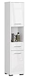 ADGO FIN Poller Badezimmerregal 30x30x140 cm, Badezimmerschrank mit 2 Schränken und Einer Schublade,…