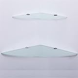 Euro Tische Glas Eckregal 35x35cm, Wandregal für Badezimmer, Duschregal Bad, Glas Badregal mit 6mm ESG…