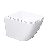 Mai & Mai Spülrandloses Wc Hänge-WC Aachen308 Spülrandlose Toilette Hänge-Toilette aus Keramik mit Absenkautomatik…