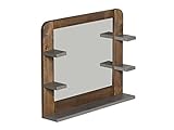 Woodkings® Badspiegel Dingle Holz Pinie Natur rustikal und MDF in Betonoptik grau Spiegel mit Ablage Wandspiegel Badmöbel Badezimmerspiegel