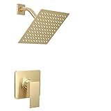 JingGang Gebürstetes Gold Duscharmatur-Set Badezimmer Regenfall 20,3 cm Duschkopf System Einzelgriff…