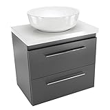 Aufsatzwaschbecken mit Waschtischunterschrank mit Platte 50 60 80 Keramik Oval Badmöbel Schubladeschrank…