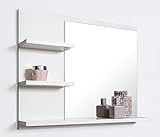 DOMTECH Badspiegel mit Ablagen, Weiß Badezimmer Spiegel, Wandspiegel, Badezimmerspiegel L